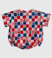 Red, White, Blue & Pink Checkerboard / Organic T-Shirt Bubble