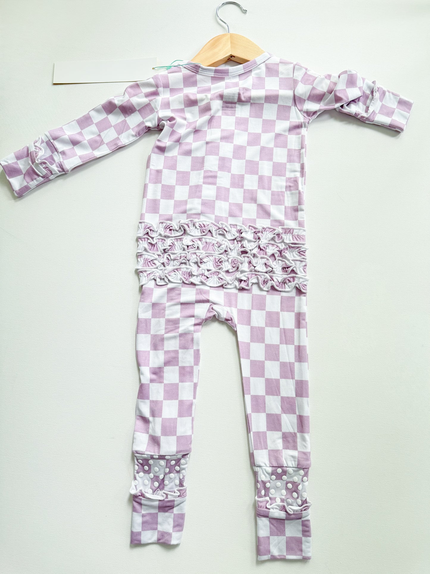Lavender Checkered Ruffle Zippie