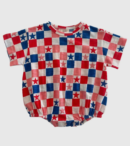 Red, White, Blue & Pink Checkerboard / Organic T-Shirt Bubble