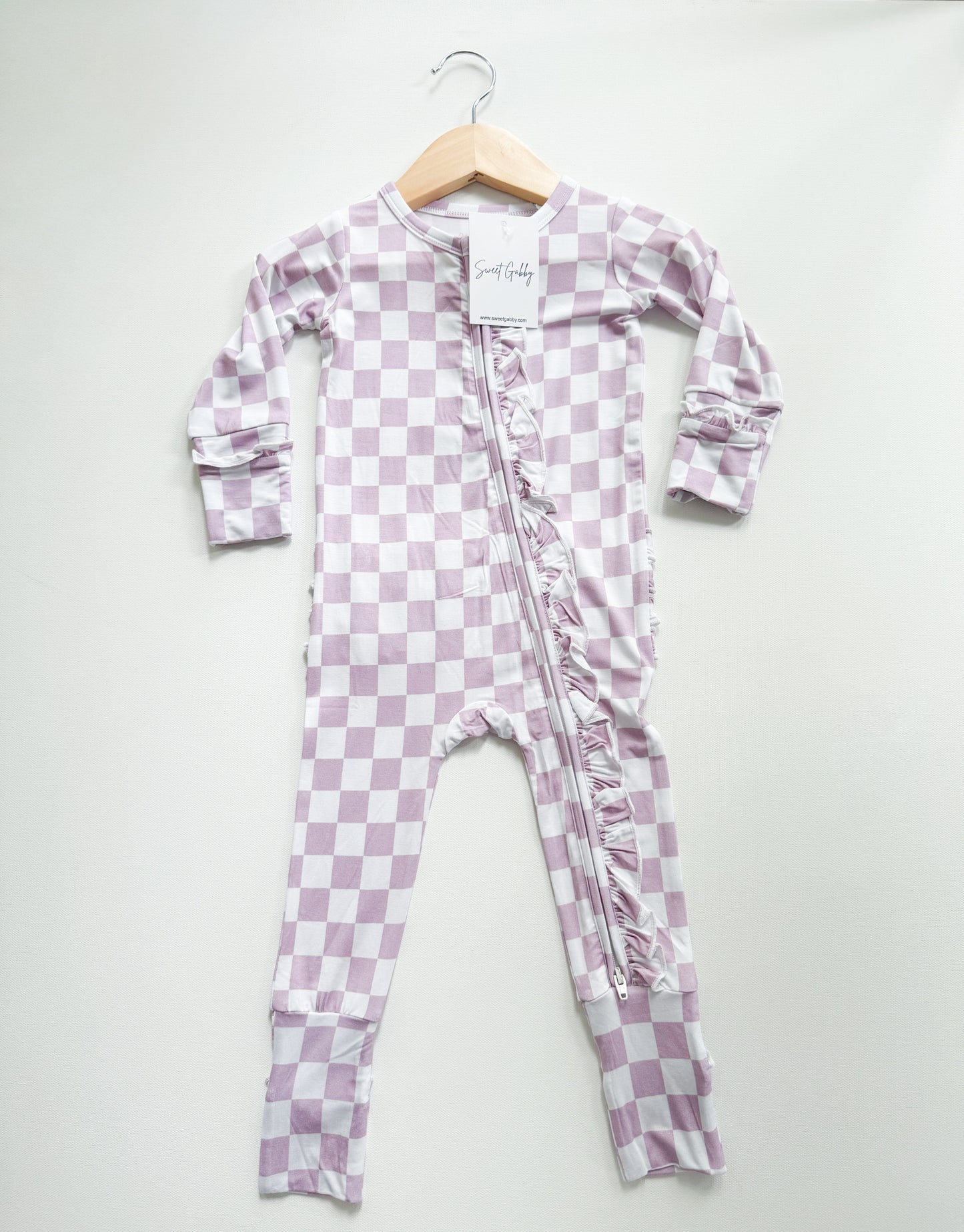 Lavender Checkered Ruffle Zippie