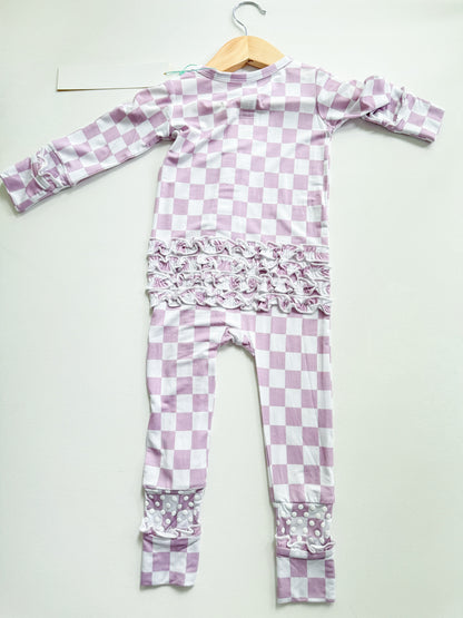 Lavender Checkered Ruffle Zippie