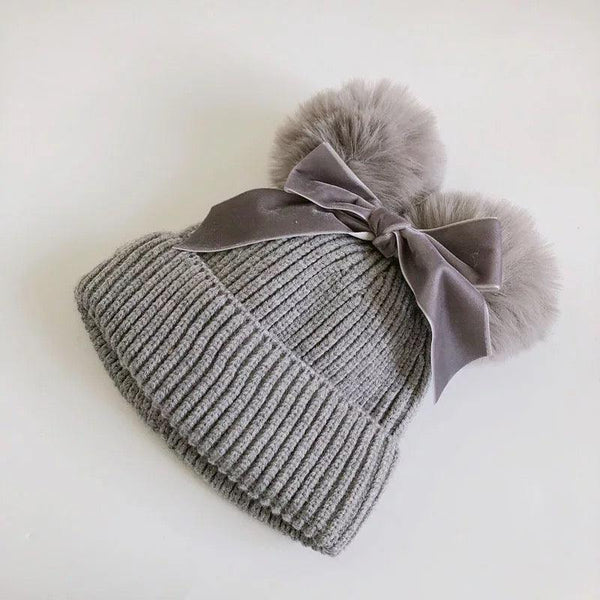 Pom Pom Beanie - Grey - Sweet Gabby