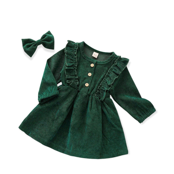 Adrian Corduroy Dress - Green - Sweet Gabby