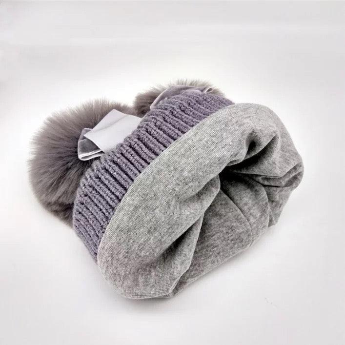 Pom Pom Beanie - Grey - Sweet Gabby